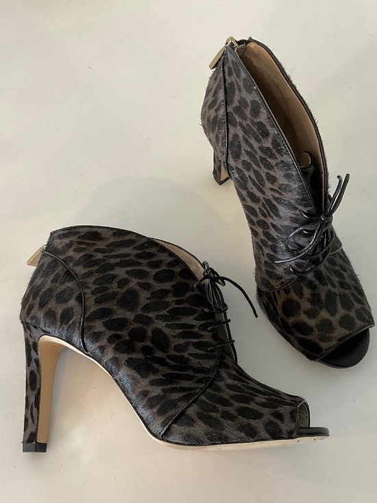 Louise et Cie Shoes - LOUISE ET CIE Veronica Cow Hair Fur Leopard Print Heels Black Grey Brown Size 8